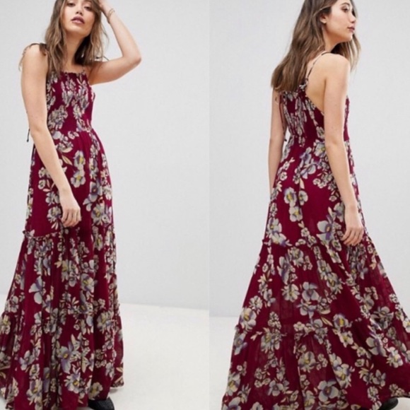 Free People Dresses & Skirts - Free People Garden Party maxi dress in maroon boho